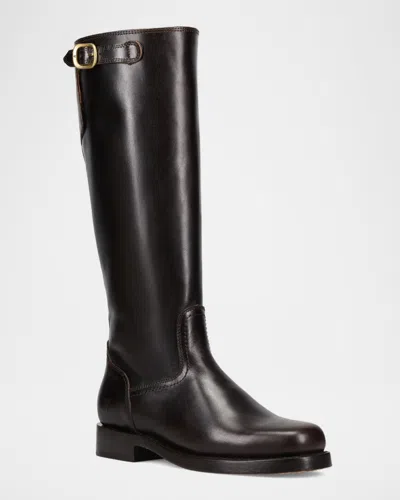 Frye Campus Leather Low Heel Tall Riding Boots In Transparent