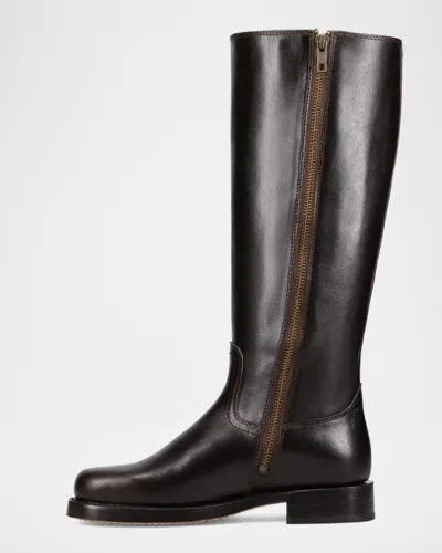 Frye Campus Leather Low Heel Tall Riding Boots In Transparent