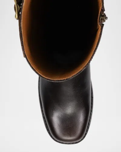 Frye Campus Leather Low Heel Tall Riding Boots In Transparent