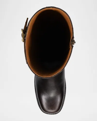 Frye Campus Leather Low Heel Tall Riding Boots In Transparent