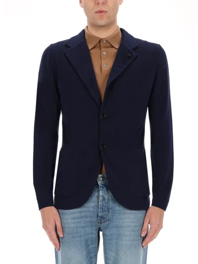 Lardini Knitted Jacket In Blue