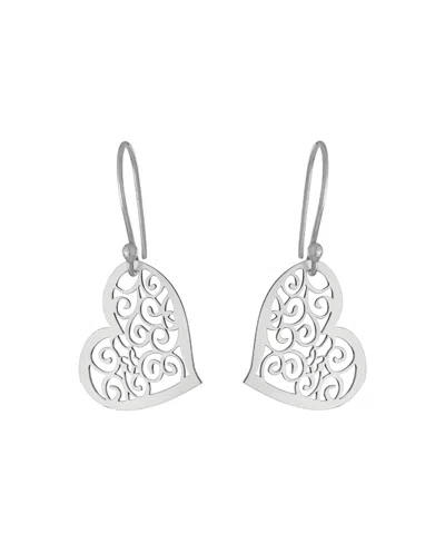 Macy's Laser Cut Scroll Heart Drop Earrings In Silver