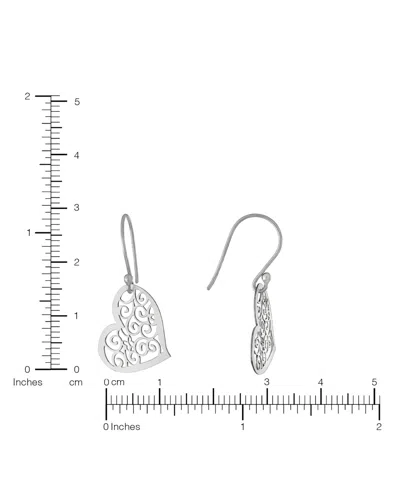 Macy's Laser Cut Scroll Heart Drop Earrings In Silver