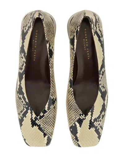 Roberto Festa Vina Python-print Block-heel Pumps In Multi