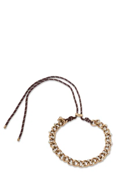 Weekend Max Mara Weekend-ready Chain And Rope Necklace With Adjustable Leather-lace Closure In Gold
