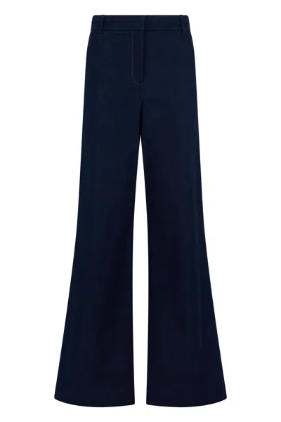 Veronica Beard Bell-bottom Viscose Jeans In Blue