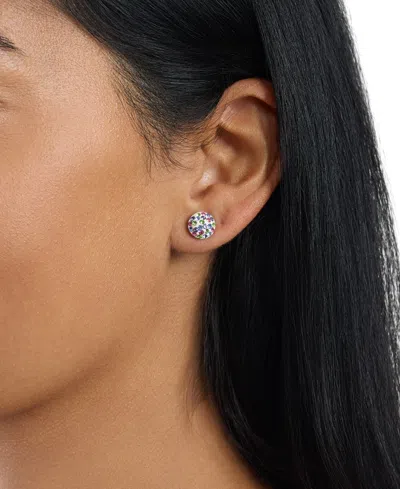 Macy's 9mm Crystal Half Ball Stud Earrings In Light Mult
