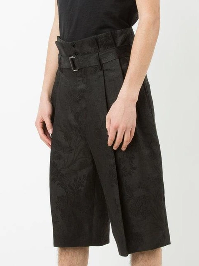 Shop Aganovich Belted Cropped Trousers In Black