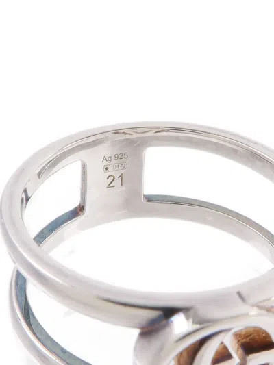 Pre-owned Gucci Interlocking G Open Ring In Silver
