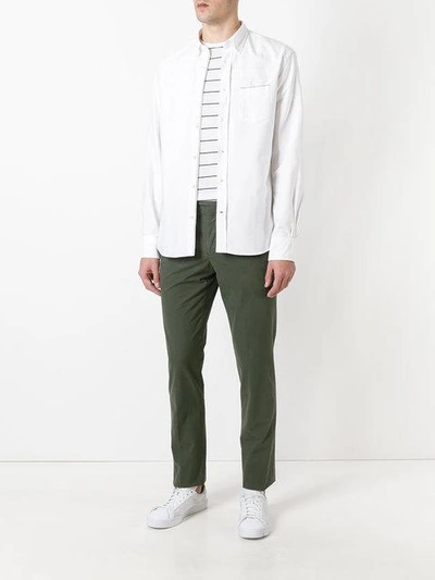 Shop Officine Generale Shirt With Trimmed Pocket In White