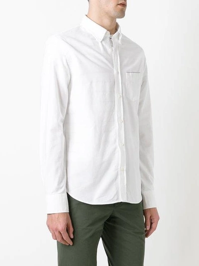 Shop Officine Generale Shirt With Trimmed Pocket In White
