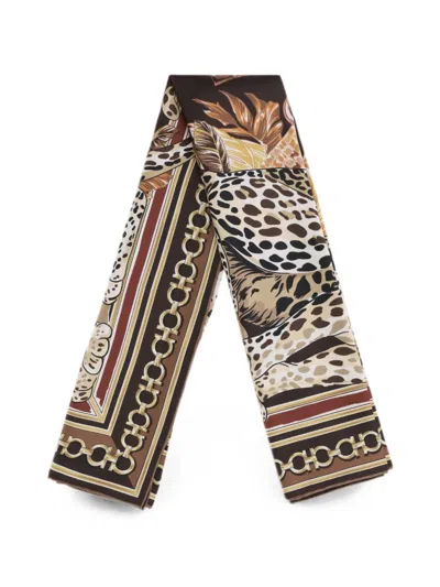 Ferragamo Silk Foulard Animal Pattern Rectangular Design In Multi
