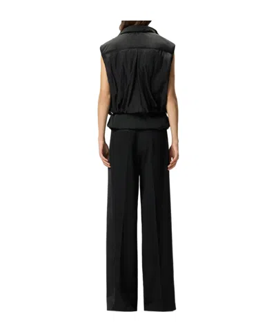 Pinko Sleeveless Drawstring Down Jacket In Black