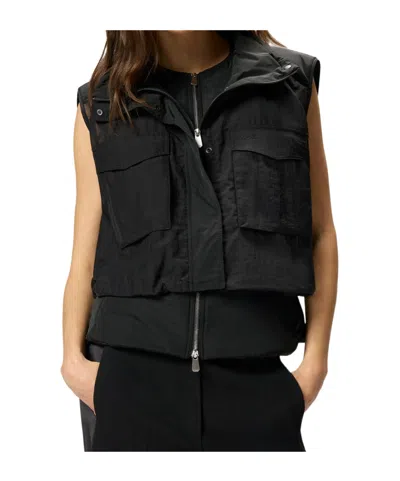 Pinko Sleeveless Drawstring Down Jacket In Black