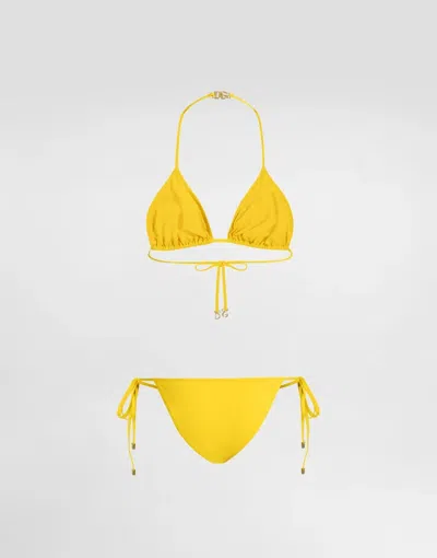 Dolce & Gabbana Triangle Bikini In Yellow