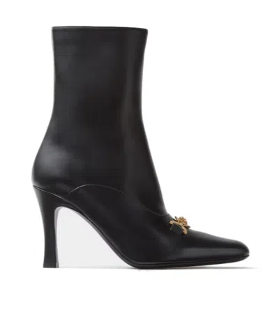 Versace Medusa-plaque Leather Ankle Boots In Black