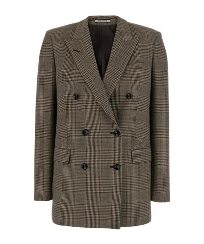 Tagliatore Jasmine Double-breasted Check-pattern Jacket In Brown