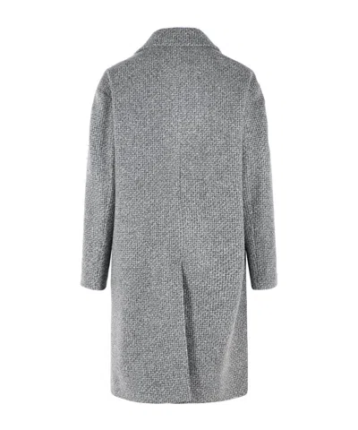Lardini Grey Double-breasted Coat In Wool With Herringbone Pattern In Multi