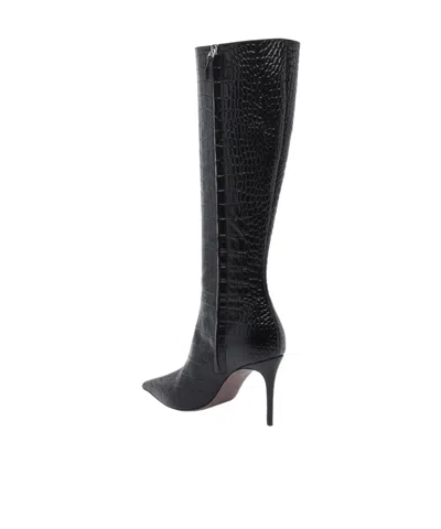 Paris Texas Vera 85 Charcoal Crocodile-effect Leather Boots In Black
