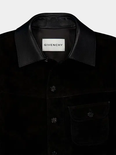 Givenchy Collared Long-sleeved Leather Jacket In Black