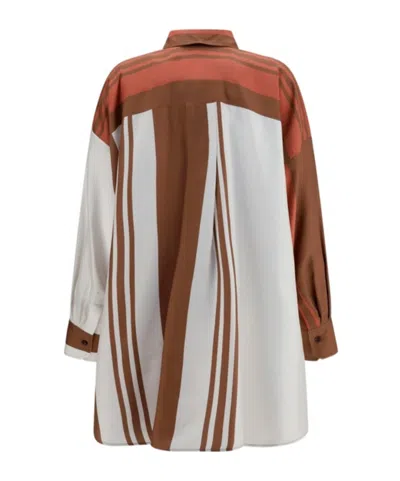 Kiton Long Striped Silk Shirt In Multi