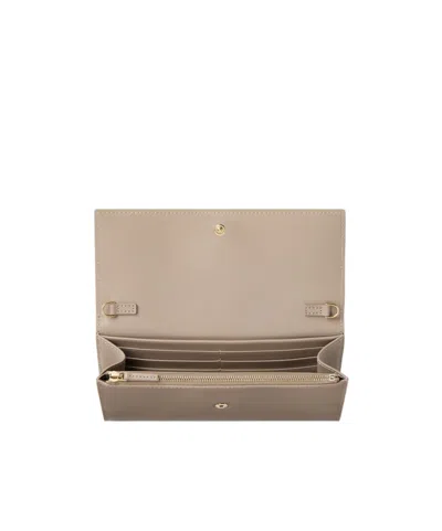 Fendi Ff Continental With Chain Dove Grey Leather Wallet In Neutral