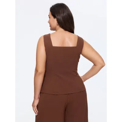 Bloomchic Solid Side Ruched Asymmetrical Hem Tank Top In Brown