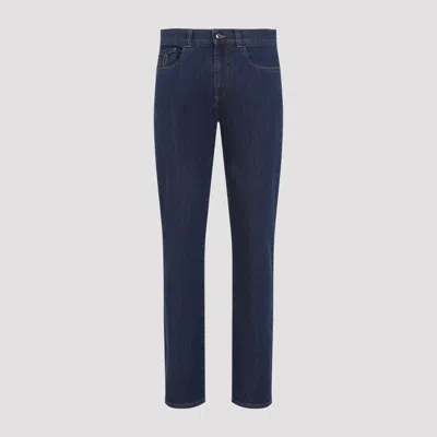 Canali Logo Patch Slim-leg Jeans In Multi