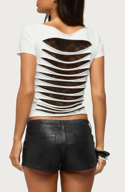 Edikted Rea Shredded Back T-shirt In Multi