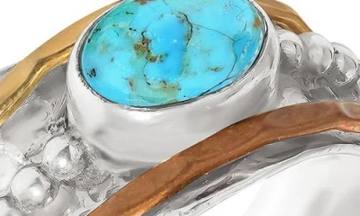 Ys Gems Turquoise Silver Plated Statement Ring In Blue