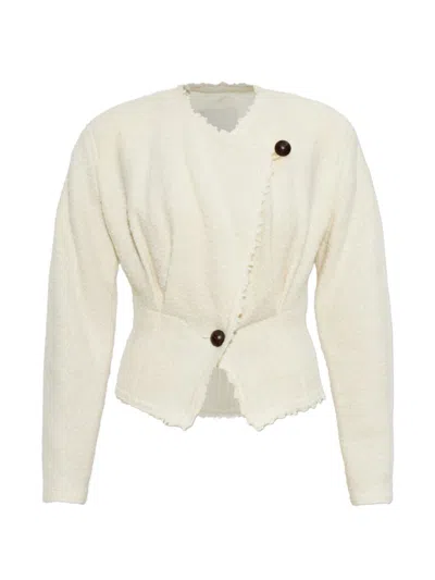 Isabel Marant Suna Asymmetrical Virgin Wool Blend Jacket In Multi