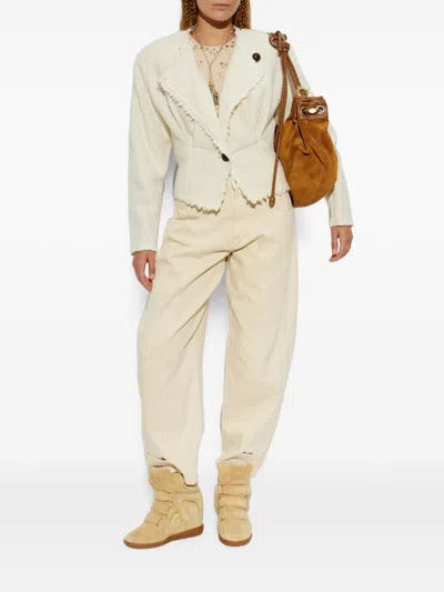 Isabel Marant Suna Asymmetrical Virgin Wool Blend Jacket In Multi