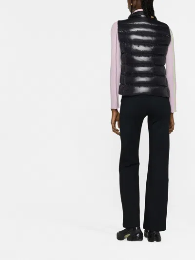 Moncler Stand-up Collar Logo Patch Gilet In Black