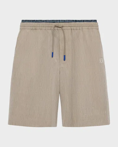 Loewe Layered Drawstring Shorts In Brown