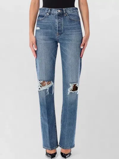 Frame The Vertical High Waist Relaxed Straight Leg Jeans In Blue
