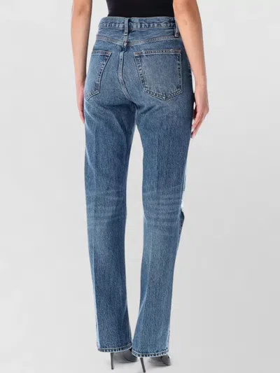 Frame The Vertical High Waist Relaxed Straight Leg Jeans In Blue