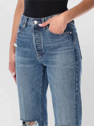 Frame The Vertical High Waist Relaxed Straight Leg Jeans In Blue
