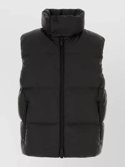 Dsquared2 Nylon Sleeveless Down Jacket High Collar In Black