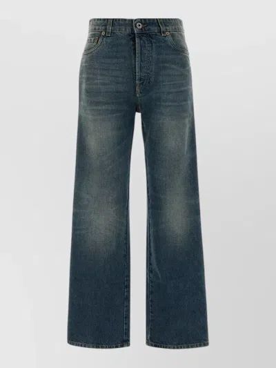 Miu Miu High Waist Wide Leg Denim Trousers In Blue
