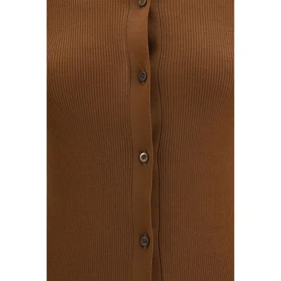 Prada Virgin Wool Cardigan In Brown