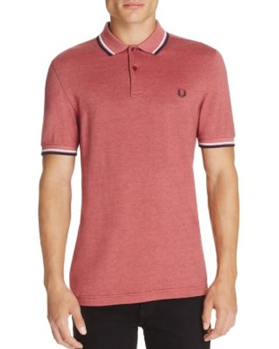 Fred Perry Twin Tipped Slim Fit Polo In Strawberry Oxford/white/navy