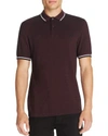 FRED PERRY Twin Tipped Slim Fit Polo,2464437MAHOGANYBLACKOXFORD/WHITE/BLACK