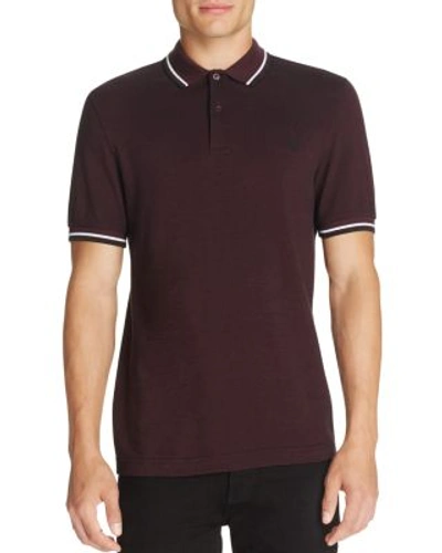 Shop Fred Perry Twin Tipped Slim Fit Polo In Mahogany Black Oxford /white/black