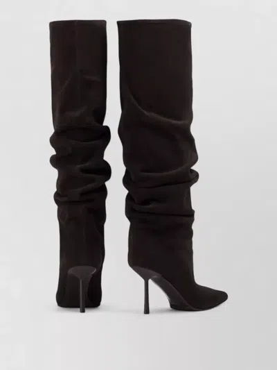 Le Silla Mid-calf Slouchy Boots With Pointed Toe And Stiletto Heel In Brown