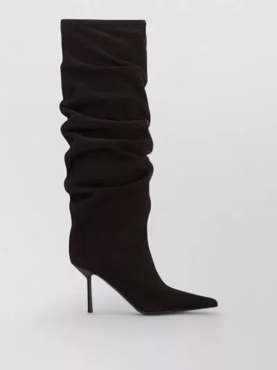 Le Silla Mid-calf Slouchy Boots With Pointed Toe And Stiletto Heel In Brown