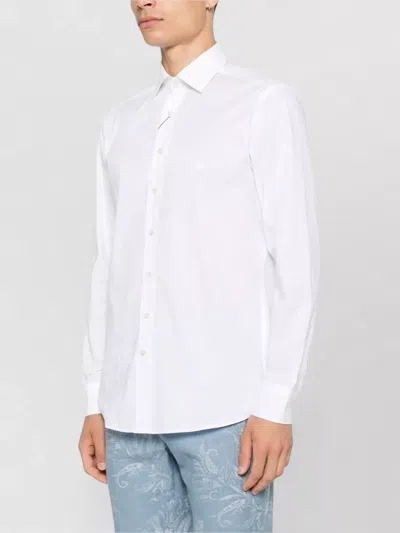 Etro Roma Logo Shirt Regular Fit Long Sleeves In White