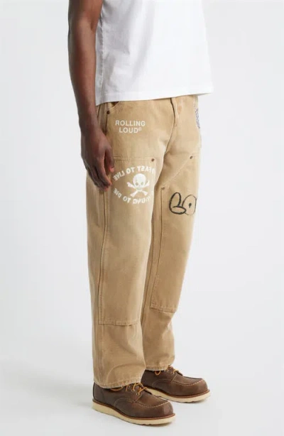 Rolling Loud Notebook Cotton Blend Work Pants In Brown