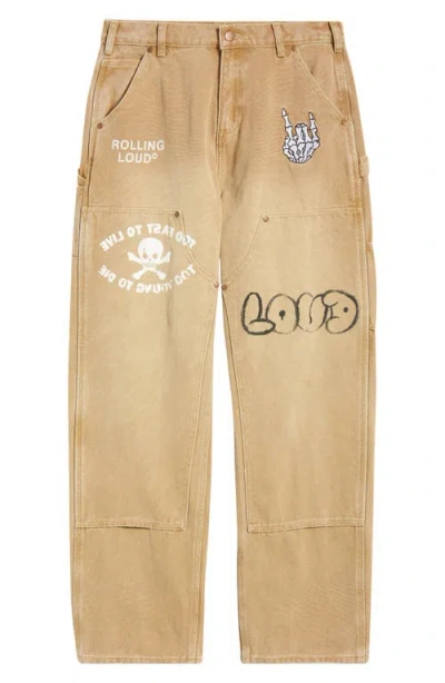 Rolling Loud Notebook Cotton Blend Work Pants In Brown