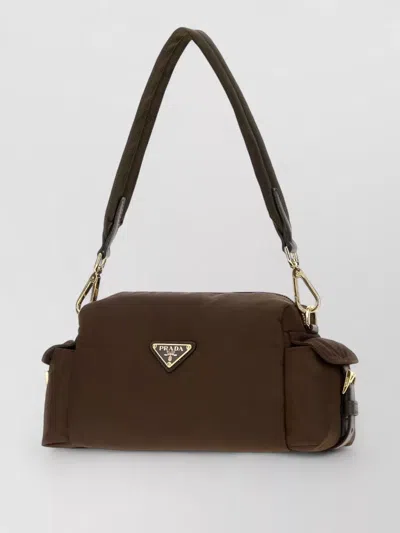 Prada Canvas Shoulder Clutch Bag Adjustable Strap In Brown