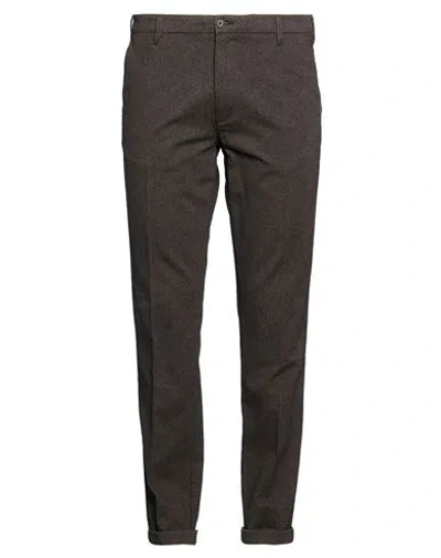 40weft Man Pants Chocolate Brown Size 34 Cotton, Elastane In Animal Print